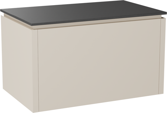 Balmani Eclips meuble salle de bains suspendu 90 x 55 cm Sandbeige avec Stretto tablette simple en Granit noir