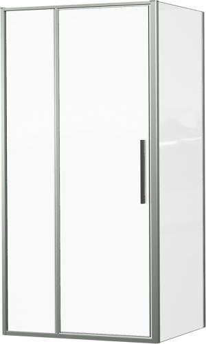 Luca Varess Morano paroi d'angle avec porte pivotante avec 2 panneaux latéraux fixes 100 x 80 cm verre transparent profil chrome brillant