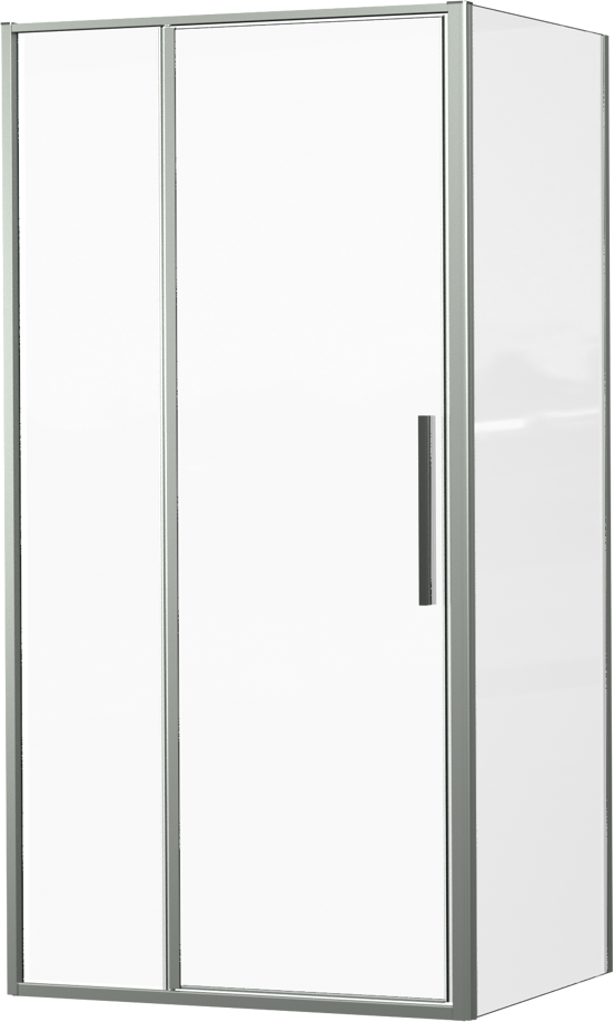 Luca Varess Morano paroi de douche avec porte pivotante et 2 parois latéraux fixes 100 x 80 cm verre transparent profil chrome brillant