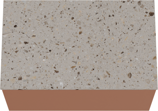 Balmani Sfera hängendes Möbelstück Set: 90 x 55 cm, Cotto, mit Stretto Einzel Waschtischplatte, Terrazzo in Greige
