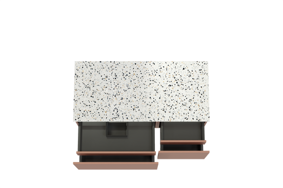 Balmani Sfera meuble salle de bains suspendu 120 x 55 cm cotto avec Stretto tablette simple ou double en blanc/noir mat terrazzo