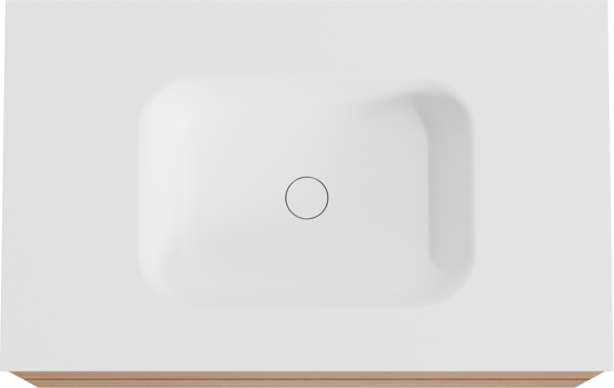 Balmani Mitra meuble salle de bains suspendu 90 x 55 cm teck avec Tablo Arcato plan simple en solid surface blanc mat
