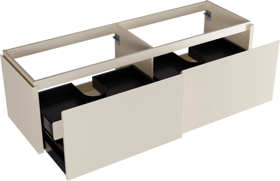 Balmani Eclips meuble sous-lavabo suspendu 180 x 55 cm Sandbeige 4 tiroirs Nervure sym. vert.