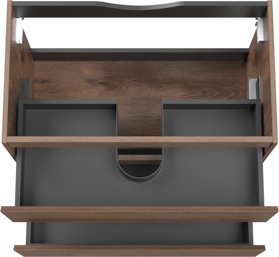 Linie Lado meuble sous-lavabo suspendu 80 x 46 cm chêne brun 2 tiroirs