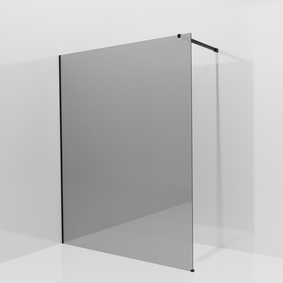 Balmani Modular Walk-In Dusche: 160 x 200 cm, Reflex-Spiegelglas, inklusive Coating, Profil Schwarz matt