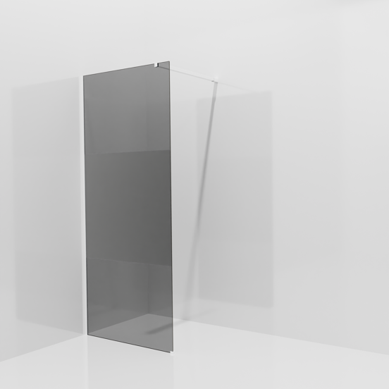 Balmani Modular douche à l'italienne: 90 x 200 cm, Verre fumé avec bande matte, avec coating, Profil Blanc mat