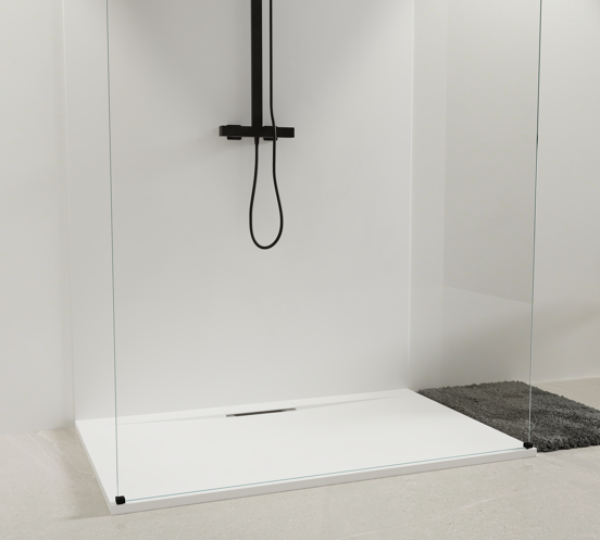 Balmani Dolce Duschwanne: 140 x 90 cm, Solid Surface, Weiß matt
