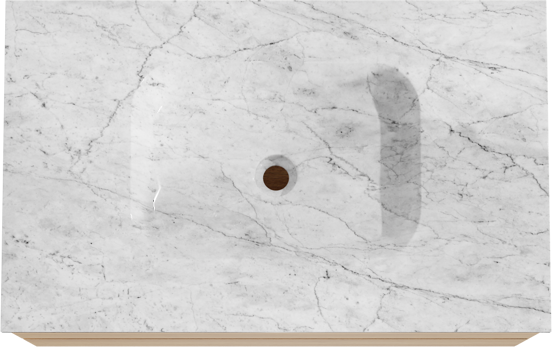 Balmani Mitra meuble salle de bains suspendu 90 x 55 cm chêne naturel avec Tablo Arcato plan simple en marbre carrara