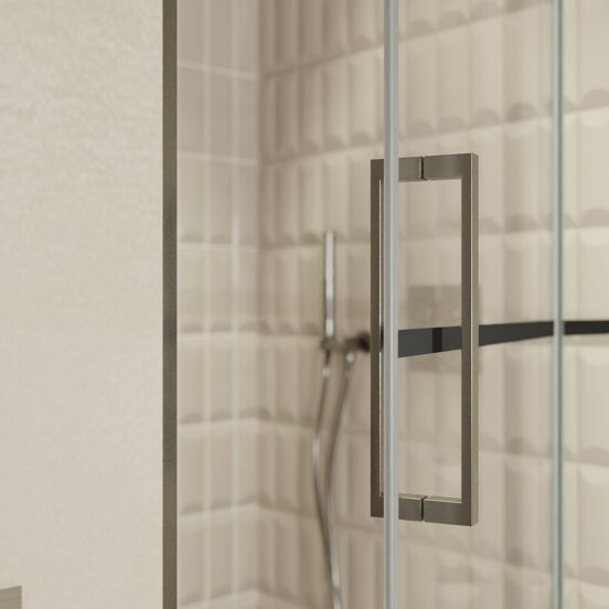 Balmani Senses Design douche draaideur rechts 100 cm x 210 cm Lined glas, Brushed GunMetal profielen, met coating