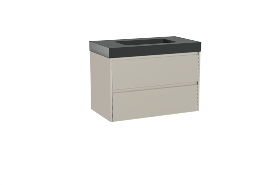 Storke Seda meuble salle de bains suspendu 95 x 52 cm soie grise avec Scuro High plan simple en quartz noir mat