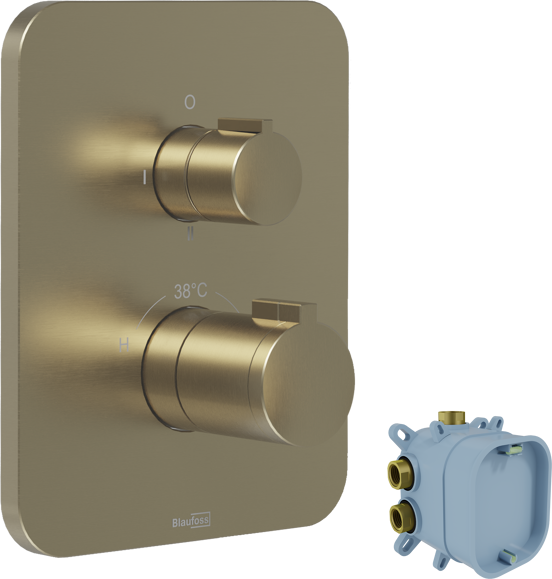 Blaufoss Smartbox Softline Thermostat-Duscharmatur: Unterputz, 2 oder für 3 Verbraucher, Brushed Champagne Gold, Einbauelement inklusive