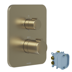 Blaufoss Smartbox Softline Thermostat-Duscharmatur: Unterputz, 2 oder für 3 Verbraucher, Brushed Champagne Gold, Einbauelement inklusive