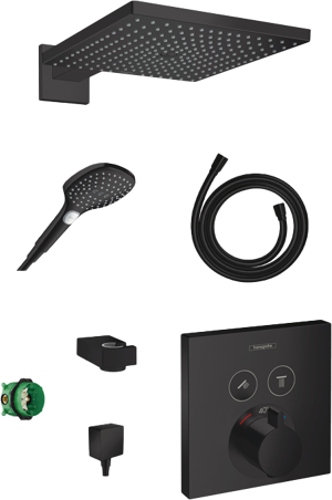 Hansgrohe Showerselect thermostatische inbouw regendoucheset met vierkante regendouchekop 30 cm mat zwart