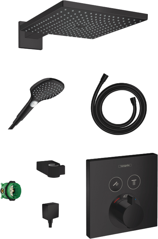Hansgrohe Showerselect colonne de douche encastrée robinet thermostatique avec douche de tête carrée 30 cm noir mat