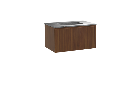 Balmani Sfera meuble salle de bains suspendu 90 x 55 cm noyer américain avec Tablo Arcato plan simple en marbre pietra grey