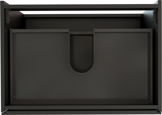 Storke Edge stehender Waschbeckenunterschrank: 75 x 52 cm, Schwarz matt, 3 Schubladen