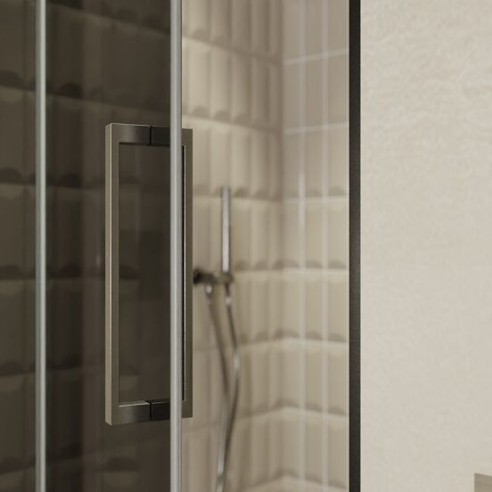 Balmani Senses Design douche draaideur links 100 cm x 210 cm Rookglas, Brushed GunMetal profielen, met coating