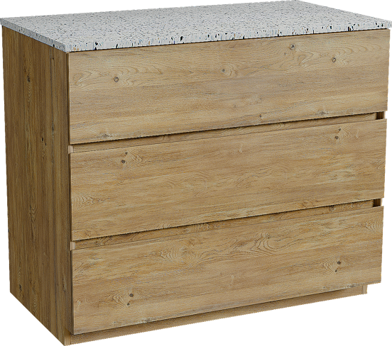 Storke Edge meuble salle de bains à poser 95 x 52 cm chêne brut avec Tavola tablette simple en blanc/noir mat terrazzo