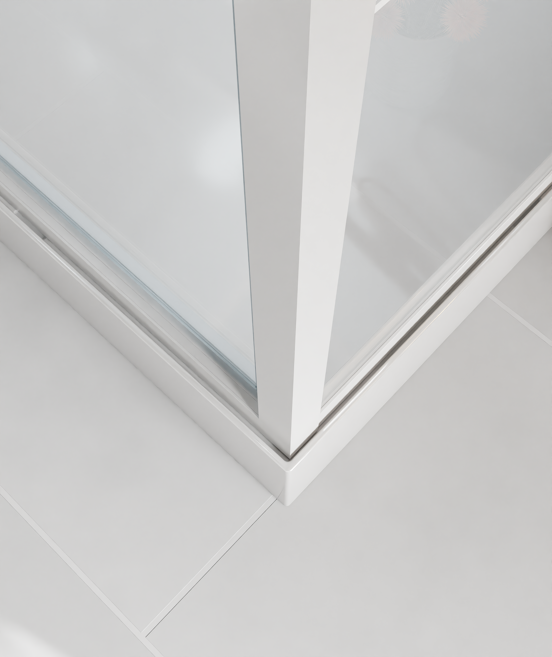 Luca Varess Talan douchecabine met draaideuren 90 x 90 cm helder glas met mat gestreepte strook glanzend wit profiel