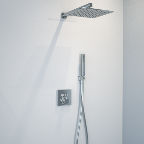 Hansgrohe Showerselect S Square thermostat de douche encastré 2 fonctions chrome brillant
