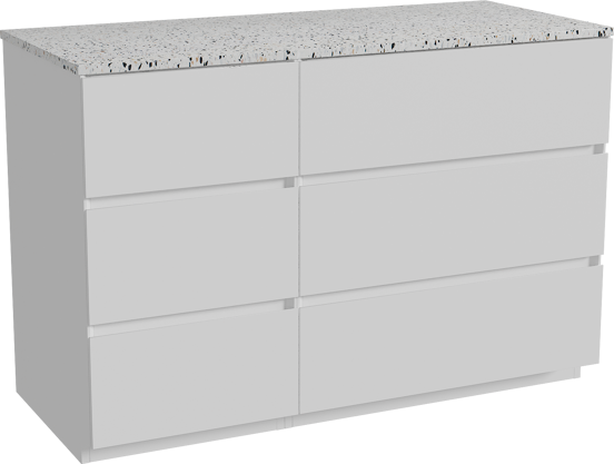 Storke Edge staand badkamermeubel 120 x 52 cm mat wit met Tavola enkel of dubbel tablet in mat wit/zwart terrazzo