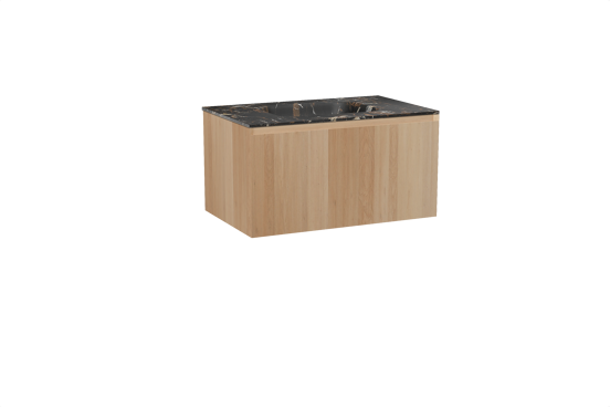 Balmani Idra meuble salle de bains suspendu 90 x 55 cm chêne naturel avec Tablo Arcato plan simple en marbre portoro gold