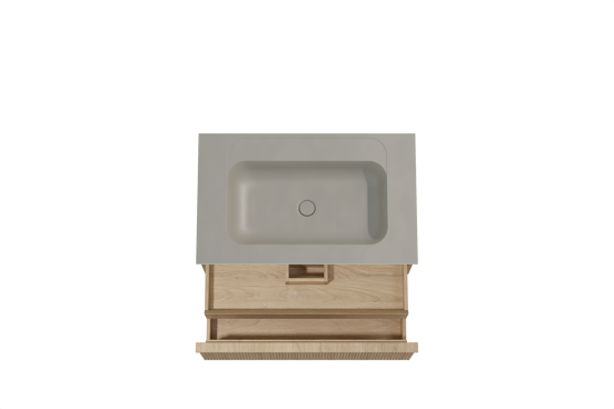 Balmani Forma meuble salle de bains suspendu 90 x 55 cm chêne naturel avec Tablo Strada plan simple en marbre composite soie grise, Nervure droite symétrique verticale