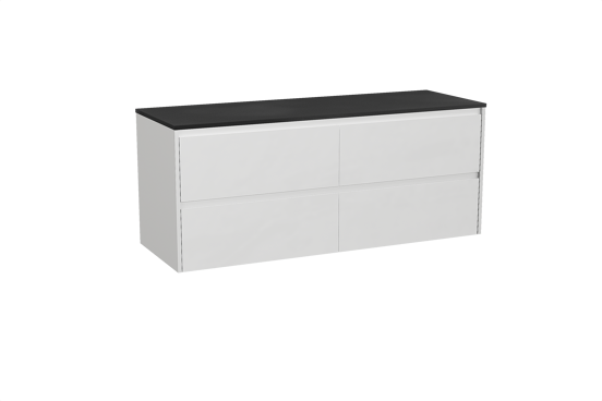 Storke Seda meuble salle de bains suspendu 150 x 52 cm blanc mat avec Panton tablette simple ou double en mdf enduit de poudre noir mat