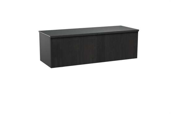 Balmani Forma meuble salle de bains suspendu 150 x 55 cm chêne noir avec Stretto tablette simple ou double en granit noir, Nervure droite symétrique verticale