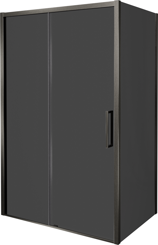 Balmani Senses Design douchehoek met linkse schuifdeur en vaste zijwand, 140 x 80 cm, Rookglas, Brushed GunMetal profielen