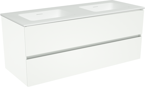 Storke Edge meuble salle de bains suspendu 120 x 46 cm blanc mat avec Mata double vasque en solid surface blanc mat