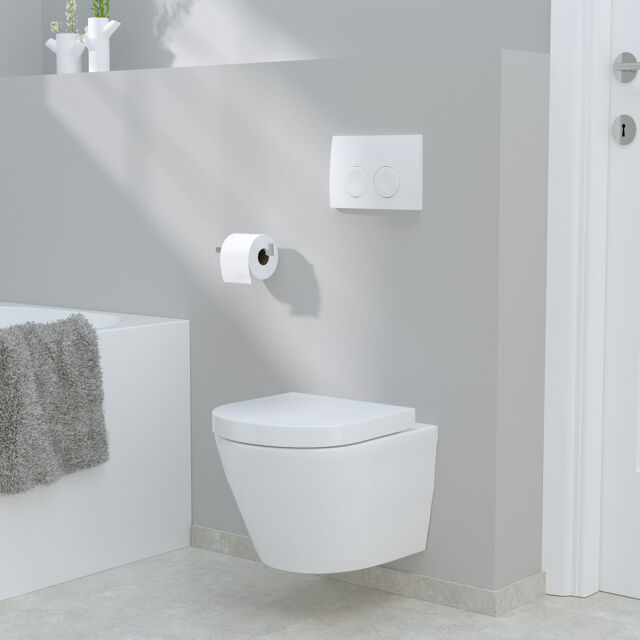 Valet WC design inox et bois Samona - H. 71 cm - Gris
