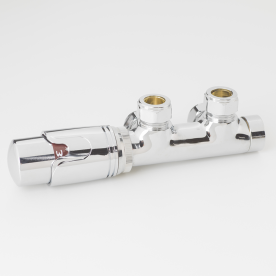 Vipera Lungo thermostatische radiatorkraan 90° haakse aansluiting chroom