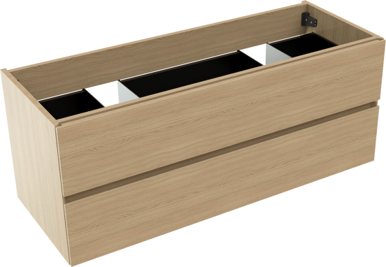 Storke Edge meuble sous-lavabo suspendu 120 x 46 cm chêne naturel 2 tiroirs 2 découpés de siphon