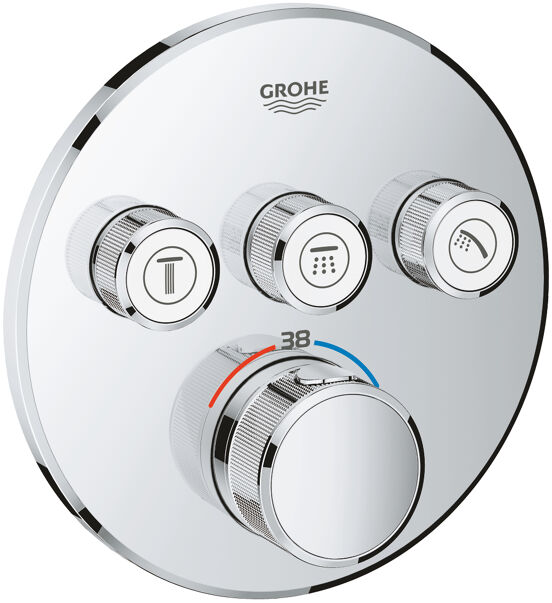 Grohe Grohtherm SmartControl colonne de douche encastrée robinet thermostatique avec douche de tête cascade ronde 31 cm chrome brillant