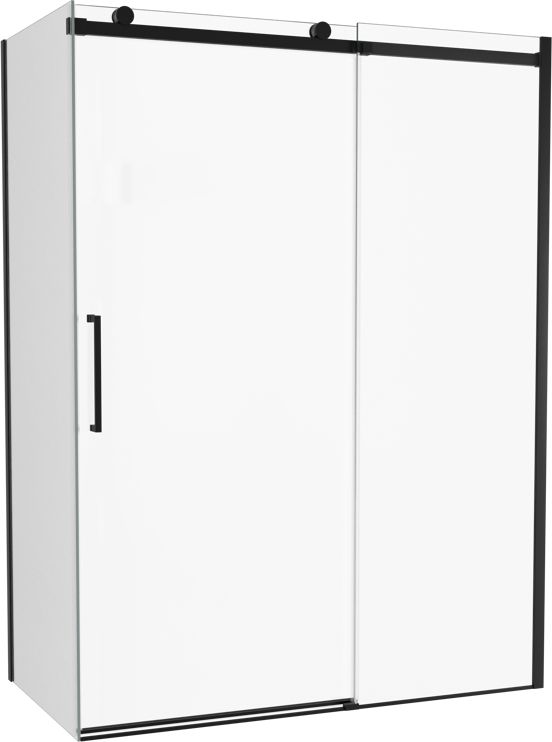 Luca Varess Boltano paroi de douche avec porte coulissante et paroi latérale fixe, 150 x 80 cm, verre transparent, profil noir