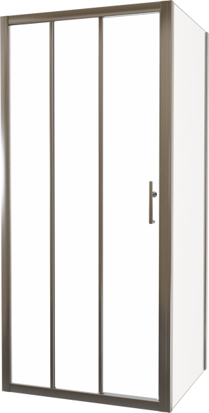 Linie Cadiz Eckdusche dreiteilige Schiebetür mit fixierter Seitenwand, 90 x 90 cm, Klarglas, gebürstet Chrom Profil