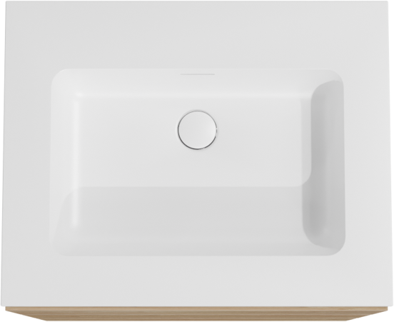 Storke Edge meuble salle de bains à poser 65 x 52 cm chêne brut avec Mata plan simple en solid surface blanc mat