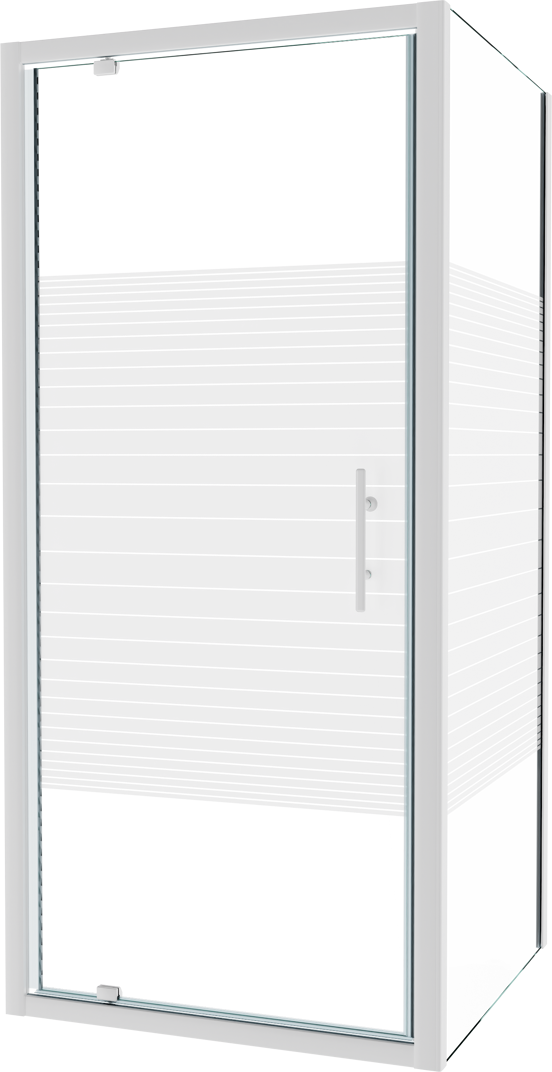 SanyOne Anton douchehoek met draaideur en vaste zijwand, 90 x 90 cm, gestreept glas, witte profielen