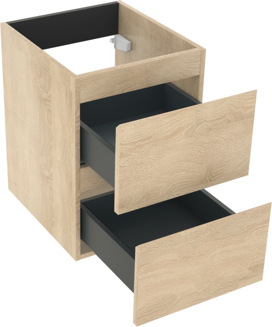 Linie Lado zwevend badmeubel 100 x 46 cm wit eiken met Lado enkel of dubbel wastafelblad in melamine grijze leisteen