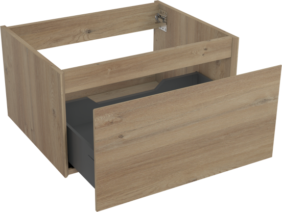 Storke Edge zwevende wastafelonderkast 65 x 52 cm ruw eiken 1 lade