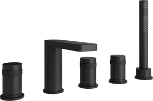Blaufoss Sonic robinet baignoire sur gorge 5 trous avec douchette noir mat