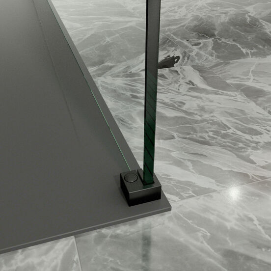 Balmani Modular inloopdouche 140 x 200 cm helder glas met matte strook mat zwart profiel