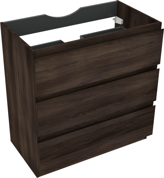 Linie Lado meuble sous-lavabo a poser 80 x 46 cm noyer foncé 3 tiroirs