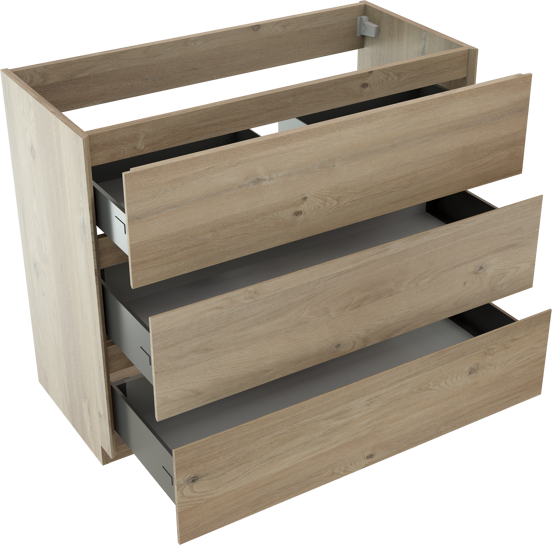 Storke Edge meuble sous-vasque a poser 100 x 46 cm chêne brut 3 tiroirs