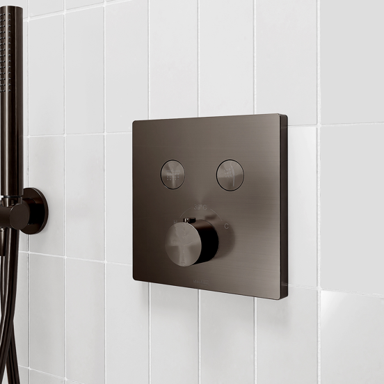 Blaufoss Smartbox Switch-Line Thermostat-Duscharmatur: Unterputz, für 2 Verbraucher, Brushed Gunmetal, Einbauelement inklusive