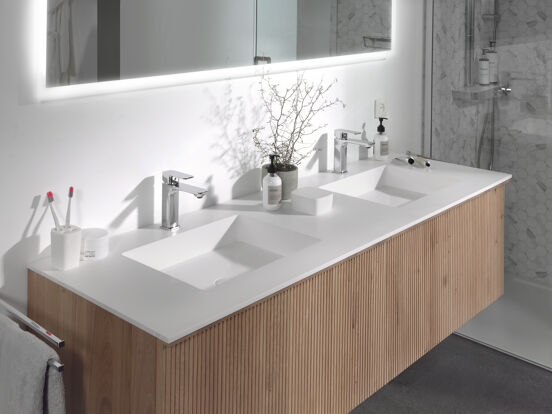 Balmani Testa universele houder mat wit Solid Surface 12x12cm