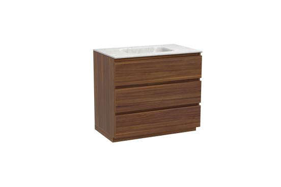 Balmani Lucida meuble salle de bains à poser 90 x 55 cm noyer américain avec Tablo Arcato plan simple en marbre carrara