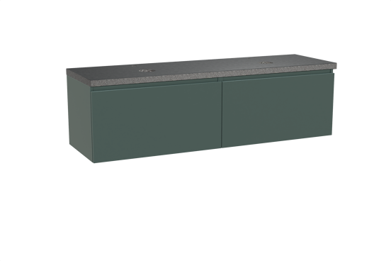 Balmani Sfera hängendes Möbelstück Set: 180 x 55 cm, Forest, mit Rock Doppel Waschtischplatte, Schwarzes Granit