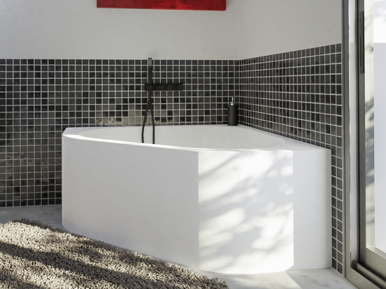 Luca Varess Idol baignoire d'angle gauche ou droite duo 135 x 135 cm acrylique blanc mat